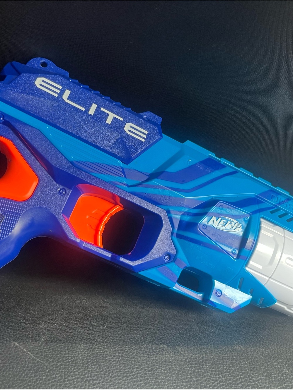 Nerf Elite Disruptor Blaster in Blue with Orange and White Accents